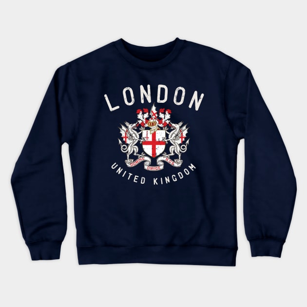 London Great Britain Vintage Coat Of Arms Crewneck Sweatshirt by Designkix